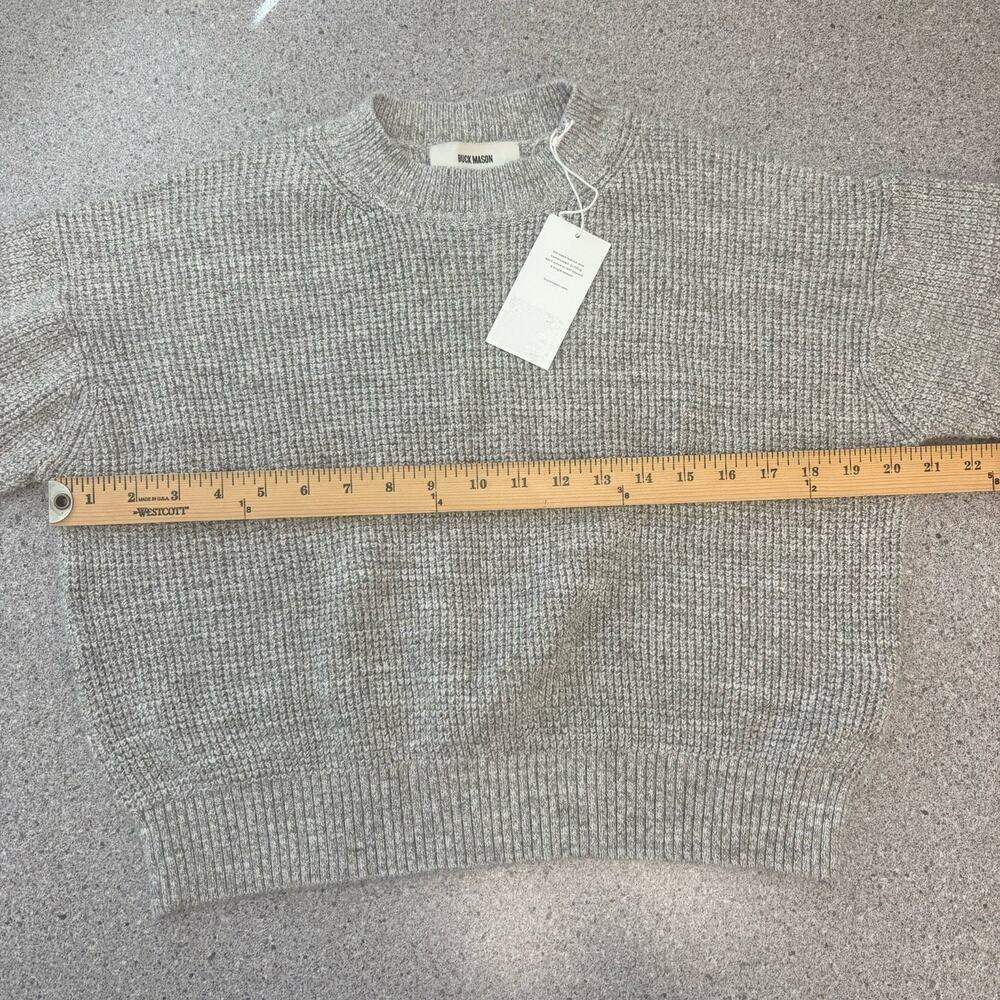 NWT Buck Mason Womens Small Gray Seafarer Cotton Shrunken Crew Sweater Fisherman - Picture 13 of 15